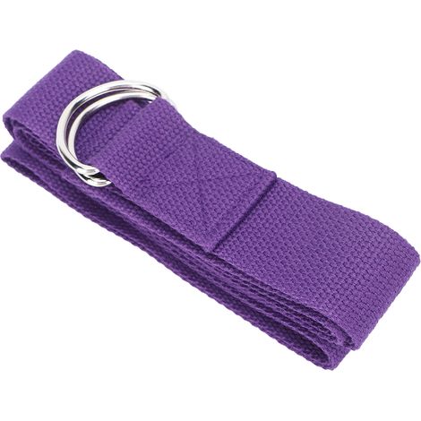 Sangle d'étirement en coton pour yoga et Pilates avec boucle en D (Violet) (1/5)
