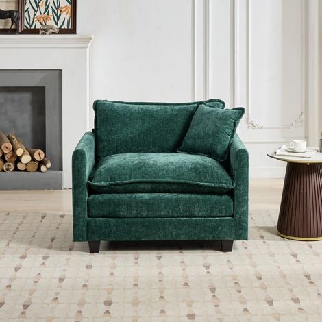 Fauteuil Salon,Canapé 1 Place en Tissu Chenille,Confort Nuageux,Design Ergonomique pour salon/chambre,Vert