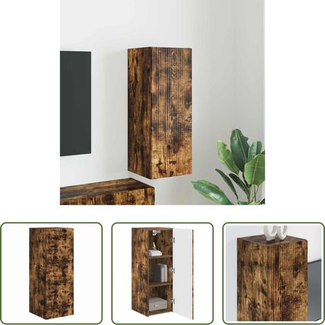 Holzwerkstoff - TV-Wandschrank Geräucherte Eiche 30 x 31 x 80 cm Holzwerkstoff (1/5)