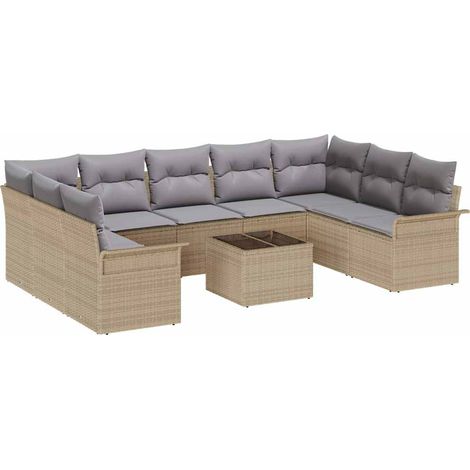 Maison Exclusive - Gartensofa-set mit Speicher 10 pcs Schwarz Pol
