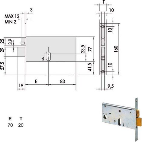 Serrure d'insertion de bandes All 44471-70-0 Cisa