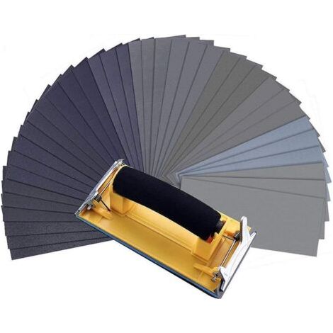 Lot de 36 papiers abrasifs avec ponceuse à main humide/sec pour polir le métal/bois/auto (1/5)
