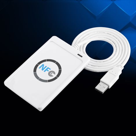 Lecteur-Écrivain NFC RFID ACR122U Compatible ISO 14443A/B avec Logiciel Gratuit en Blanc