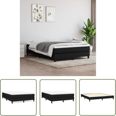 The Living Store Boxspringbett mit Matratze Schwarz 160x200 cm Stoff - Boxspringbett - Doppelbett - Bettenrahmen - Matratze - Matratzenauflage (1/5)