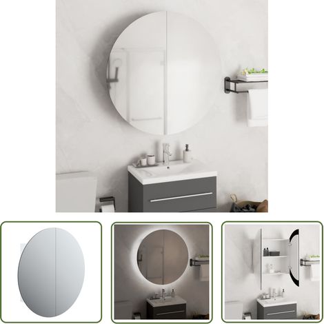 Armoire de salle de bain miroir Meuble de salle de bain rond et LED Blanc 54x54x17,5 cm 79094 (1/5)