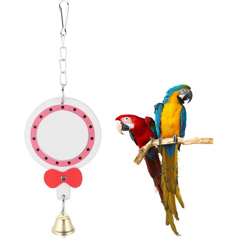 Jouet Miroir En Cuir Avec Cloche Pour Cage Oiseau Perroquet Accessoire Décoration (1/5)