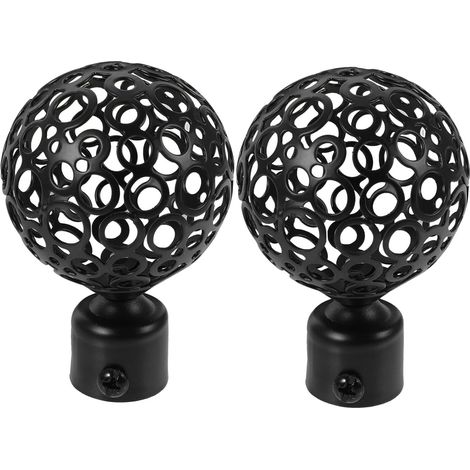 Lot de 2 embouts de tringle à rideaux noirs, embouts décoratifs en métal de 22 mm. (1/5)