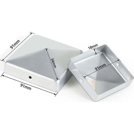 10 tappi per pali a forma di piramide, 100x100 mm, argento (1/3)