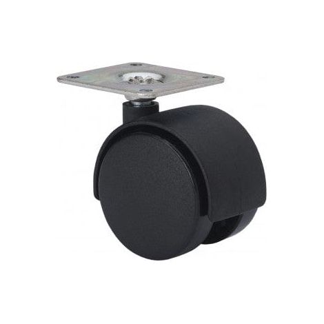 Rueda doble plastico negro 40mm placa zin 1-0239 (1/3)