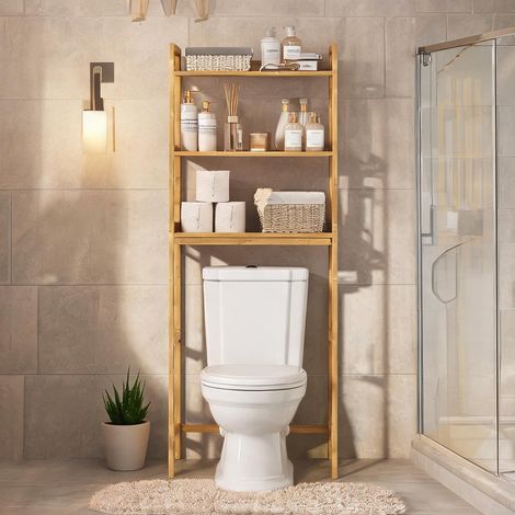 Meuble de salle de bain en bambu 68 x 20 x 165 cm (1/5)