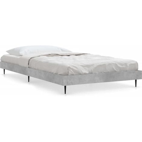 Lit simple Lit adulte Cadre de lit sans matelas gris béton 90x200 cm (1/5)