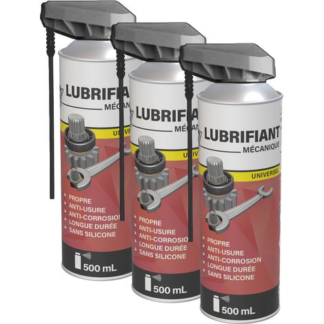3 lubrifiants mécaniques multifonctions en aérosol 500mL - Propre - Antifriction - Professionnel (1/5)