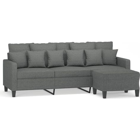 3-Sitzer Sofa mit Ottomane Dunkelgrau 180 cm Stoff