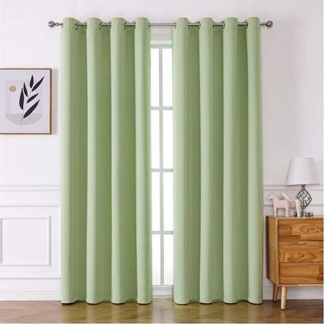 Rideaux de cuisine vert clair (2 panneaux), isolants thermiques et anti-chaleur, triple tissage, rideaux à œillets pour bloquer la lumière, décoration d'intérieur. (1/5)