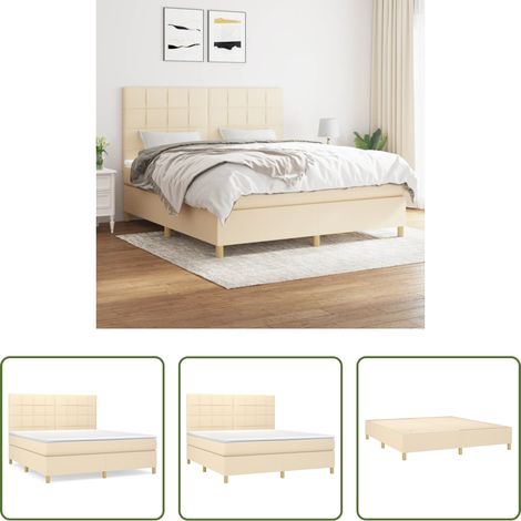 Matratze - Boxspringbett mit Matratze Creme 180x200 cm Stoff (1/5)