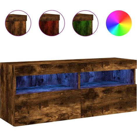 Maison Exclusive - TV-Wandschrank mit LED-Leuchten Räuchereiche 1