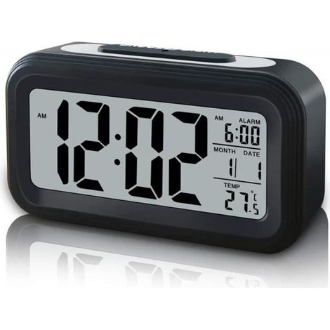 Réveil numérique, Smart Sensor Light Alarm Clock Horloge de réveil Snooze Facile Easy Opération Horloge numérique sans fil à piles (1/4)