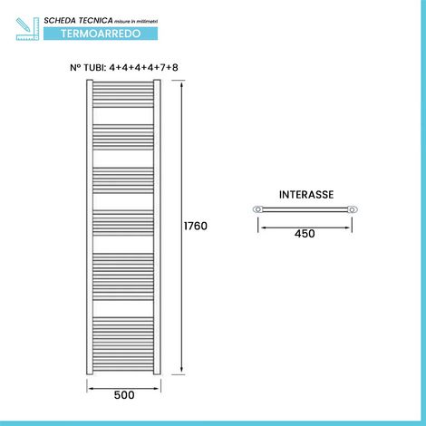 Termoarredo scaldasalviette bagno cromo L 50x165 cm interasse 45 cm Opera (1/3)