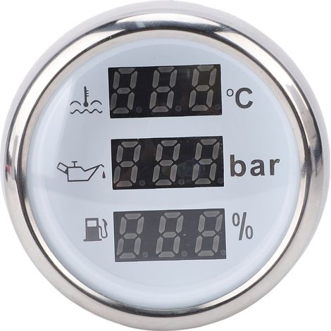 Compteur d'affichage Numérique de 52 Mm, Moniteur de Niveau de Carburant de Pression d'huile de Température de l'eau en Acier Inoxydable ABS pour Voitures Bateaux Camions Camping-cars (1/5)