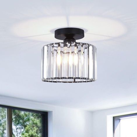 Plafonnier en cristal – Plafonnier semi-encastré, lustre moderne, plafonnier rétro pour cuisine, chambre à coucher, entrée, lumière blanche (1/4)