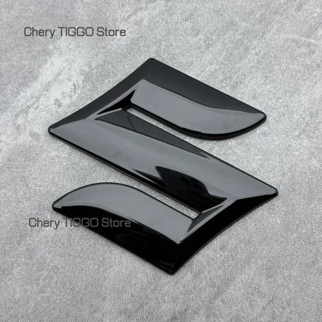(12 cm Noir brillant) Emblème autocollant logo pour calandre avant, capot et coffre arrière de voiture, compatible avec SUZUKI SX4 S Cross SWIFT Alto Alivio Landy Jimny iM 4 iK 2 (1/4)