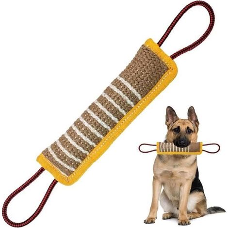 Boudin À Mordre en Jute pour Chien, Jouet Morsure Chien Extra Robuste, Jouets interactifs pour Les Chiens de Moyenne à Grande (1/4)