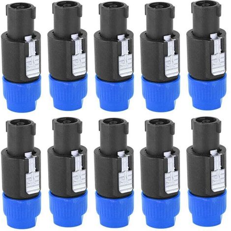 10pcs C-NL4FC Speakon audio speaker connector waterproof plug cable connector 4 pin audio video connector (blue) (1/4)