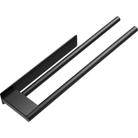Portasciugamani in acciaio inox nero, resistente alla ruggine, facile installazione con viti o adesivi. (1/5)