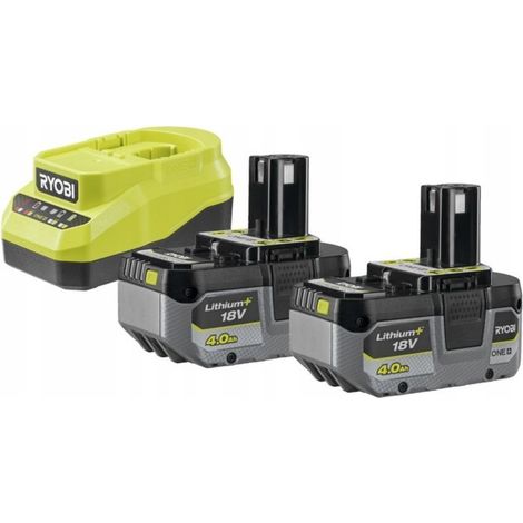 Kit de inicio Ryobi ONE+ 18V con 2 baterías 4,0 Ah y cargador 2A