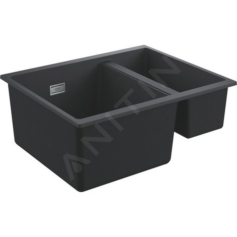 Évier composite K500 31648 1,5 cuves 555x460mm en granit noir (1/5)