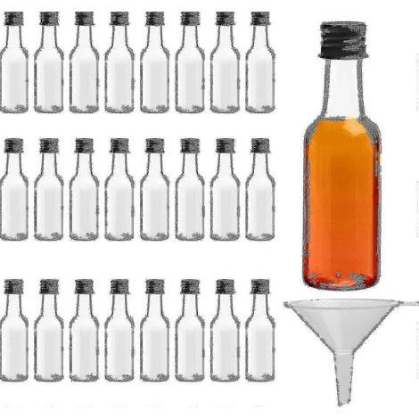 Mini-Flaschen (24er-Pack) – 50 ml wiederverwendbare, leere Flaschen mit Schraubverschluss und Trichter – Besondere Geschenke