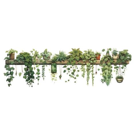 Plantes Vertes Frottent les Transferts Sticker Mural Plante Tropicale Plante en Pot Autocollant Tropicale pour Salon Cuisine Pépinière Chambre Art Bricolage Decoration Murale Stickers Muraux (1/5)