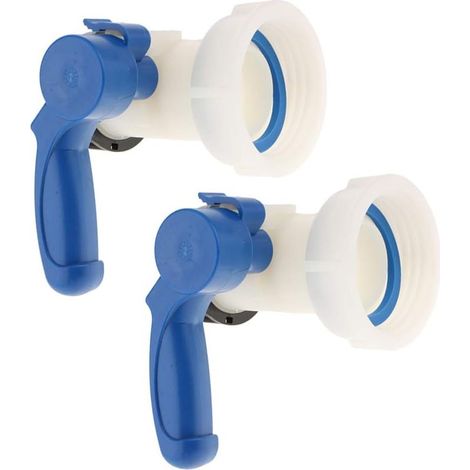 Vanne papillon en PP avec écrou-raccord de 62 mm pour une installation facile pour les réservoirs IBC de 1000 litres (2 pièces) (1/5)