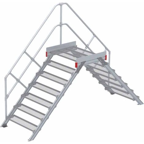 Euroline 512 Überstieg 45° 1000mm Stufenbreite 2x7 Stufen Stahl Gitterrost