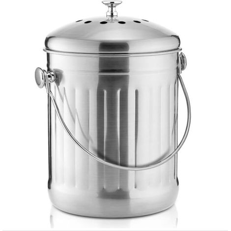 Bac à Compost pour comptoir de Cuisine, Seau à Compost d'intérieur en Acier Inoxydable de 1,3 Gallon pour Seau à de Cuisine pour déchets Alimentaires de avec poignée de Transport (1/5)