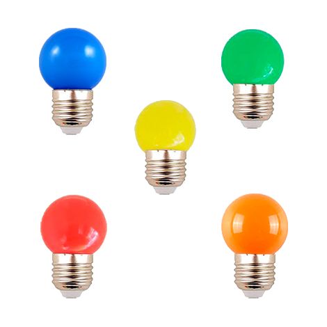 IluminaShop - Bombilla LED G45 E27 05W de Colores  Amarillo