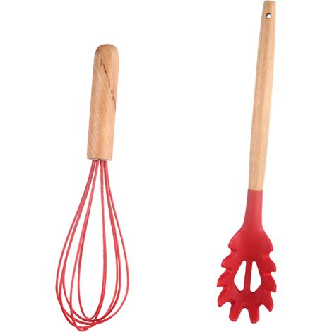 Ustensiles De Cuisine En Silicone Et Bois - Résistance Haute Température Pour Cuisson Et Pâtisserie - Lot De 2 Pièces (1/5)