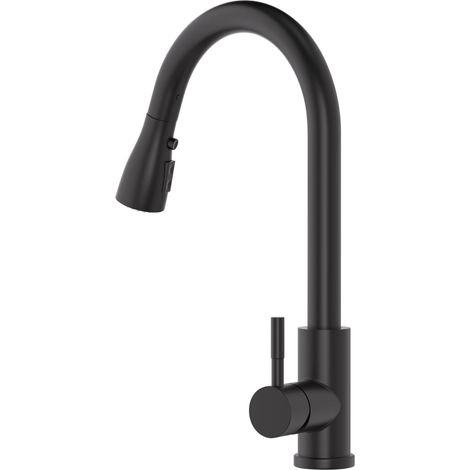Robinet de cuisine noir haute pression Robinet de cuisine extensible 3 fonctions Robinet d'évier de cuisine pivotant à 360° Robinet mitigeur de cuisine en acier inoxydable (1/5)