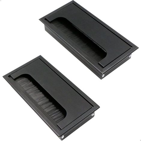 SABIR Passe Câbles Encastrables Bureau 2 Pièces en Alliage d'aluminium 160 mm 80 mm Avec Joint Brosse pour Bureaux Rangement et Organisation des Fils Accessoires de Bureau Robuste et Durable. (1/5)