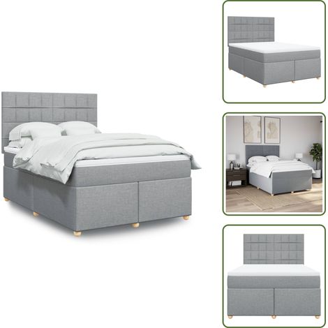 Boxspringbett mit Matratze Hellgrau 160x200 cm Stoff - Boxspringbett - Boxspringbetten - Bett - Schlafzimmermöbel (1/5)