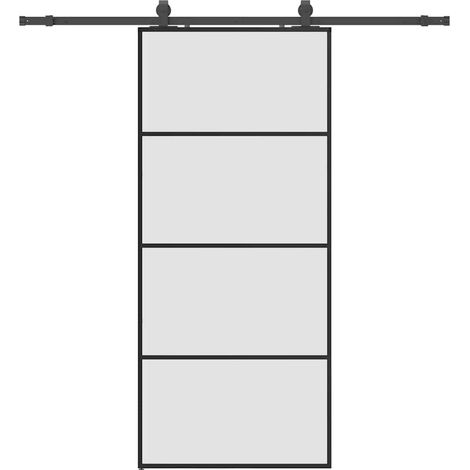 Maison Exclusive - Porte coulissante kit de quincaillerie noir 90x205 cm verre ESG (1/5)