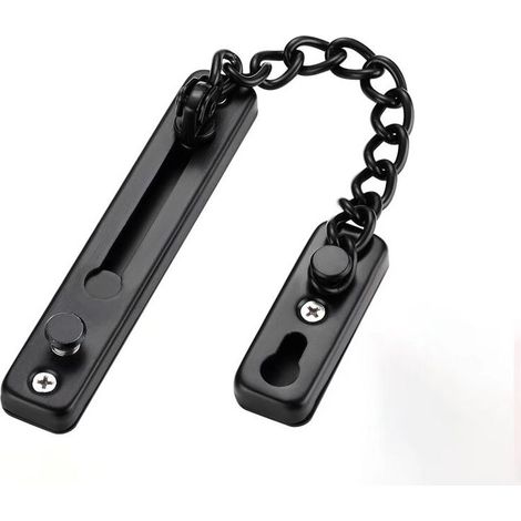 Chanes de portes, serrure à chane de porte antivol, serrure fiable de loquet de porte de chane de sécurité de porte dacier inoxydable idéale pour lhtel à la maison (Noir) (1/5)