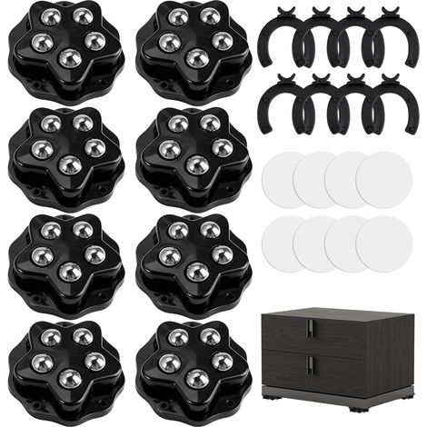 8 Pièces roulettes pour Meubles, Petite Roulette avec Frein  Capacité 300kg, Mini Roulette Pivotantes 360°, Mini Roulettes Auto-Adhésives psaour Meubles Lourds, électroménagers, Valises (1/5)
