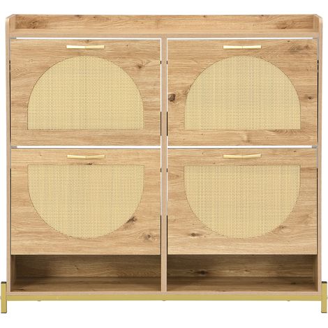 ELVMI Scarpiera con 4 Ante e Ripiano Superiore per Ingresso in MDF, Colore Legno, 108,5 x 24 x 100 cm (1/5)
