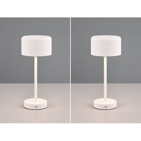 2er SET Akku Tischleuchten, per USB aufladbar, dimmbar, Weiß, Höhe 30cm (1/5)