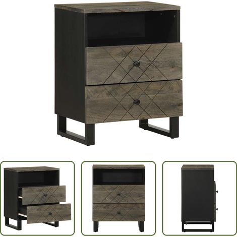 Bois de manguier - Table de chevet noir 50x33x62 cm bois de manguier solide (1/5)
