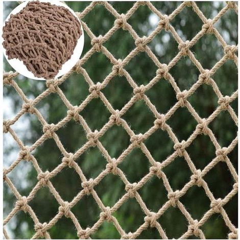 2mx2m Filet Corde Filet pour Escalier Filet de Protection Enfant Filet Securite Balcon Filet de Protection Anti Chute Photo Filet de Chanvre Décoratif Mural Filet de Plafond de Cloison (1/3)