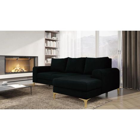 Instra Right Hand Facing Fabric Corner Sofa Bed - Black (1/3)