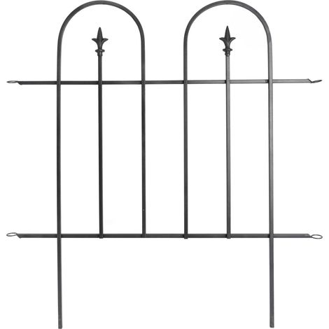TrendLine Zaunelement 86 x 92 cm Gartenzaun Schmuckzaun Grau Eisenzaun