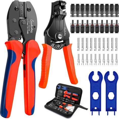 Pince À Sertir - Dénudeuse De Câbles - Pour Câbles Photovoltaïques 2 5 mm2 4 0 mm2 6 0 mm2 - Kit Complet Avec Connecteurs Mc4 - 1 Pièce (1/5)